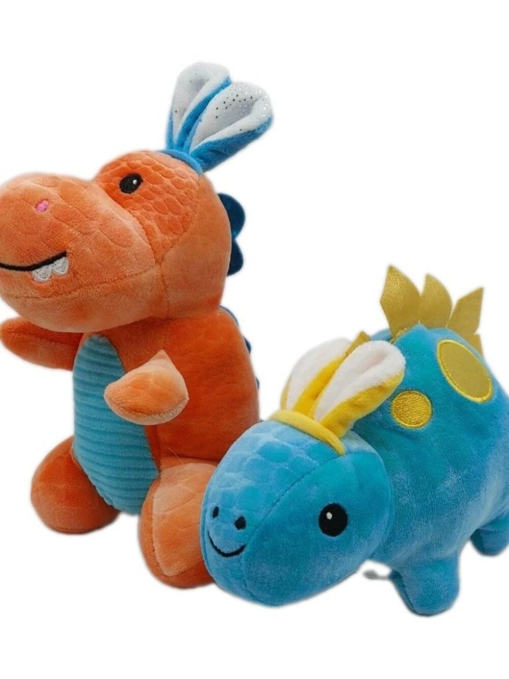 Walmart Easter Orange And Blue Dinosaur Wearing Bunny Ears 8" Plush Set Of 2 Rea
